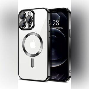 Hython Magnetic Clear Case for iPhone 12 Pro Max Case 6.7 Black   NEW